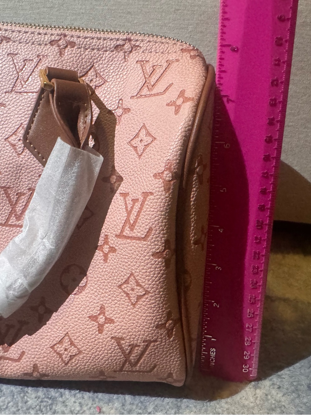 INSPIRED Blush Pink Monogram Tote with Brown Trim - Picture 10 of 10